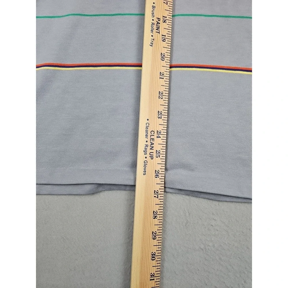 Vintage Levi's Polo Shirt Gray Striped Snaps Men's Large Made In USA